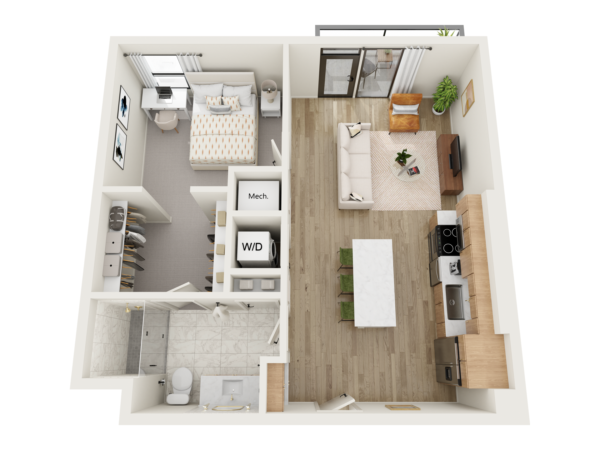 Palo Verde, One Bedroom floor plan at Moon Tower Phoenix Apartments