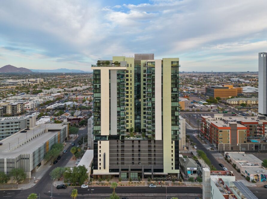 Exterior rendering of Moontower, luxury housing in downtown Phoenix, AZ.