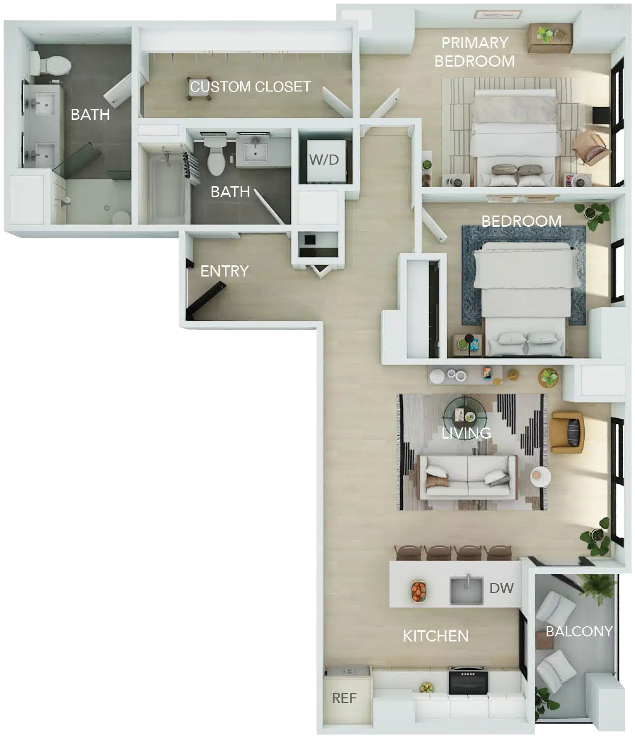 Skye on 6th B1 floor plan two bedroom apartment in downtown phoenix az