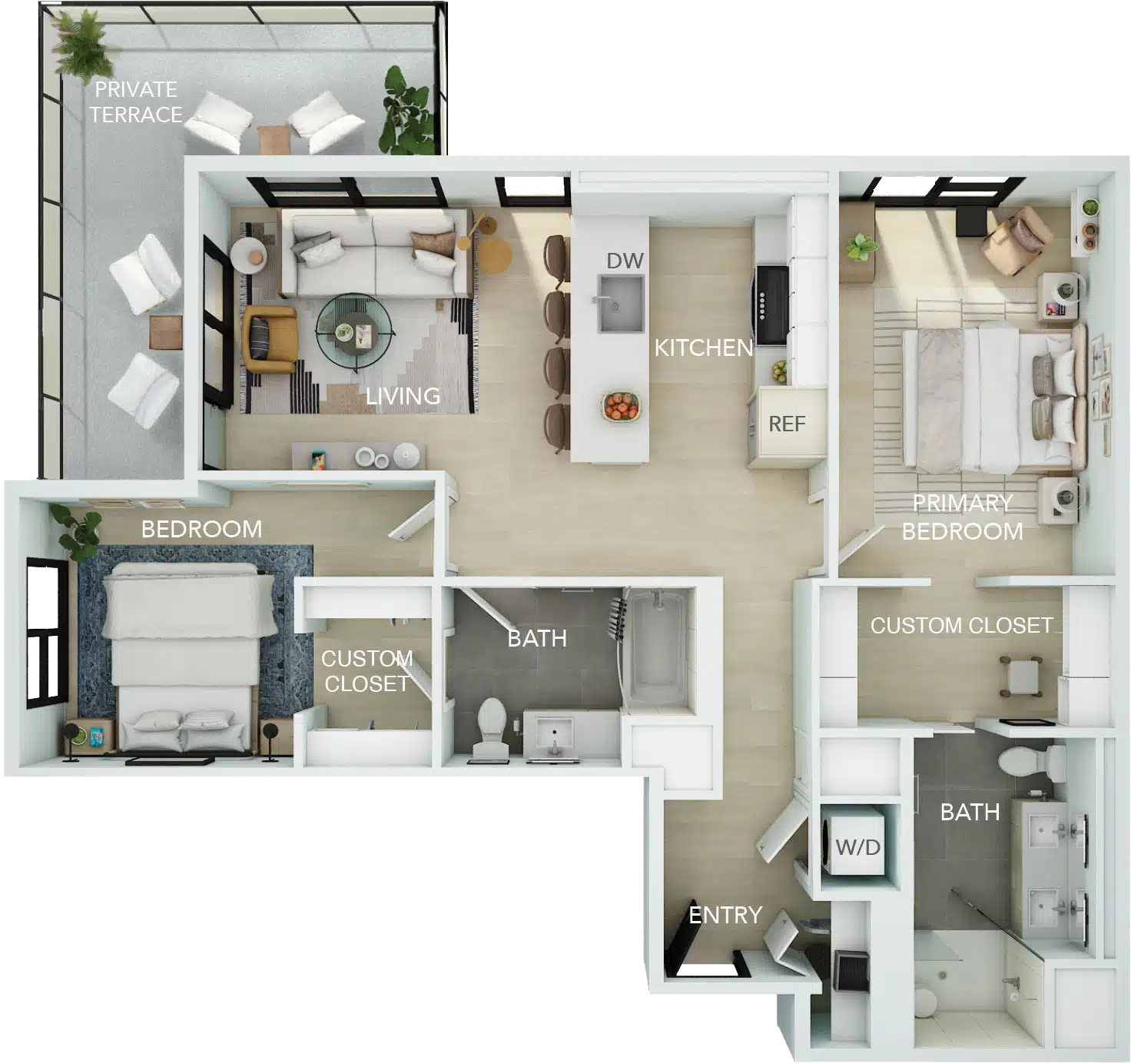 Skye on 6th B2 7th terrace floor plan two bedroom apartment in downtown phoenix az