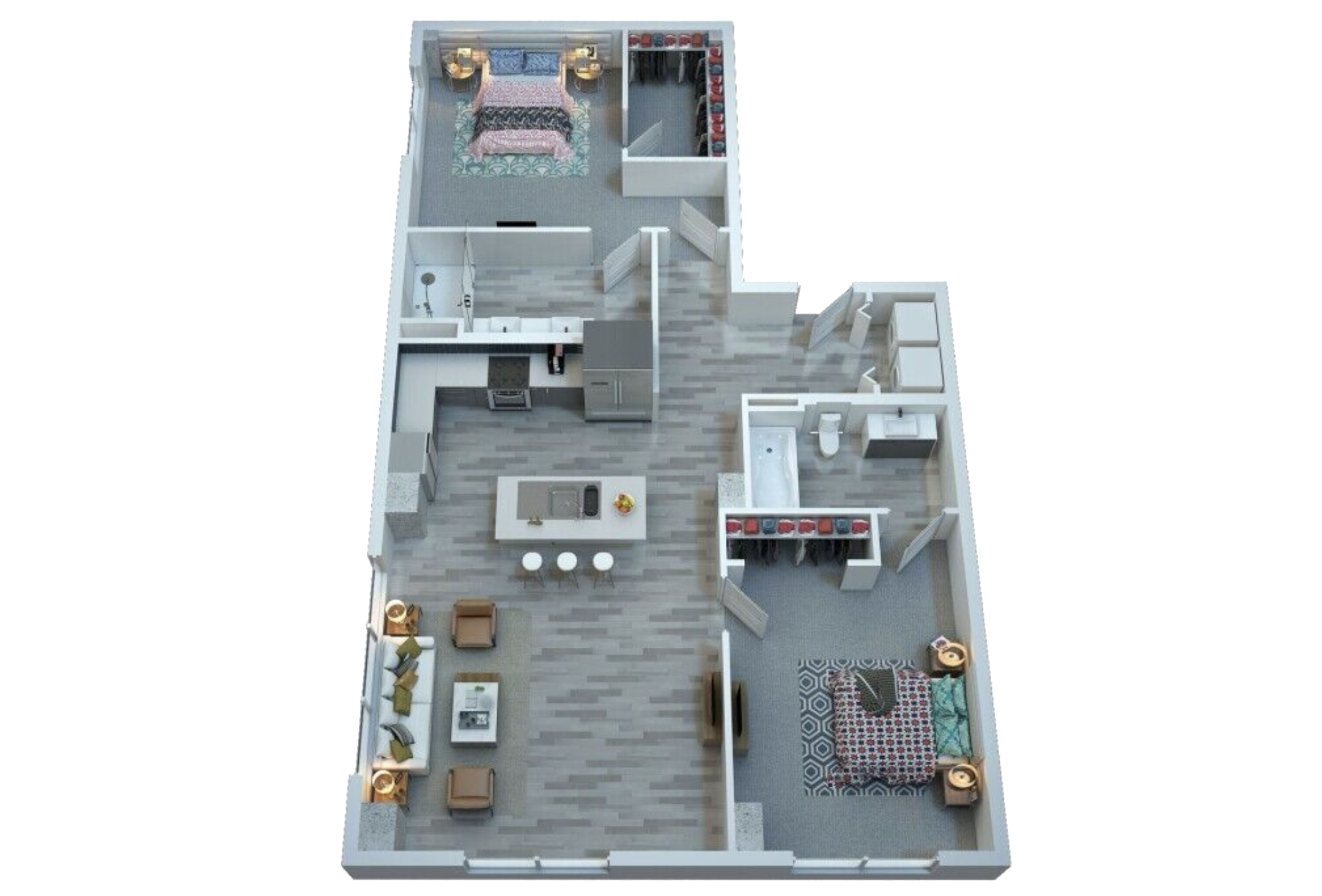 The Stewart Jackson floor plan two bedroom apartment in downtown phoenix az